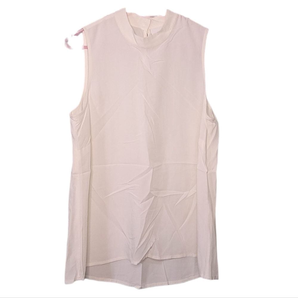 J JILL High Collar Keyhole Back White Tank Size Medium